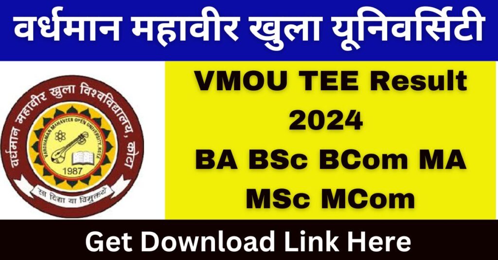 VMOU TEE Result 2024 BA BSc BCom MA MSc MCom Marksheet Download PDF